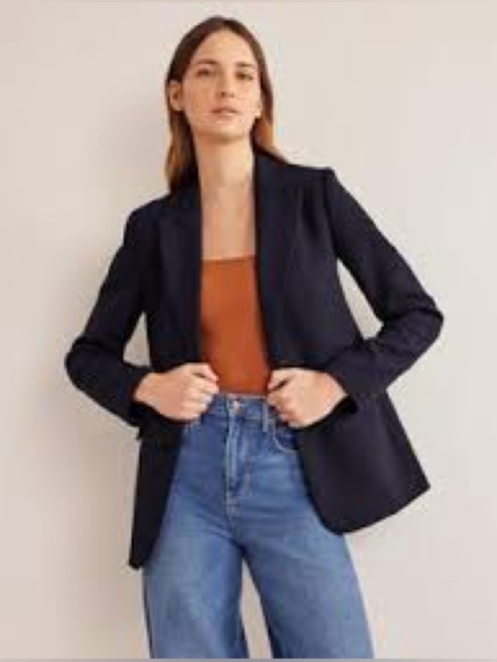 Boden Brighton Twill Blazer Womens 6P Navy Blue Excellent Wool Blend Tailored